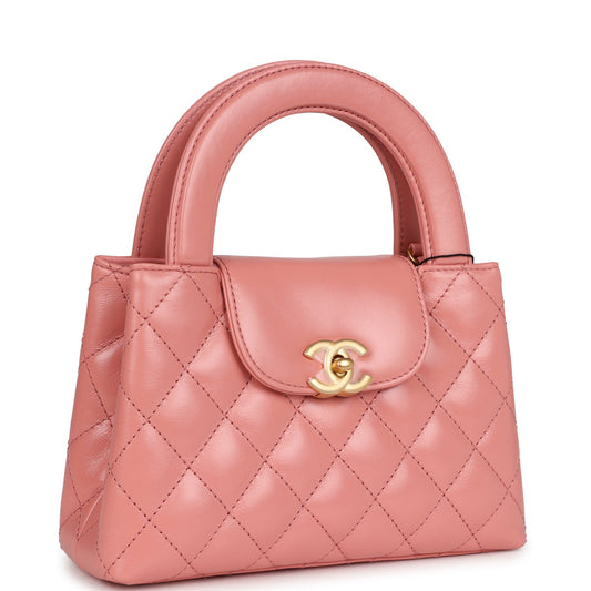 Chanel Small Kelly Shopper Pink Shiny Aged Calfskin Brushed Gold Hardware