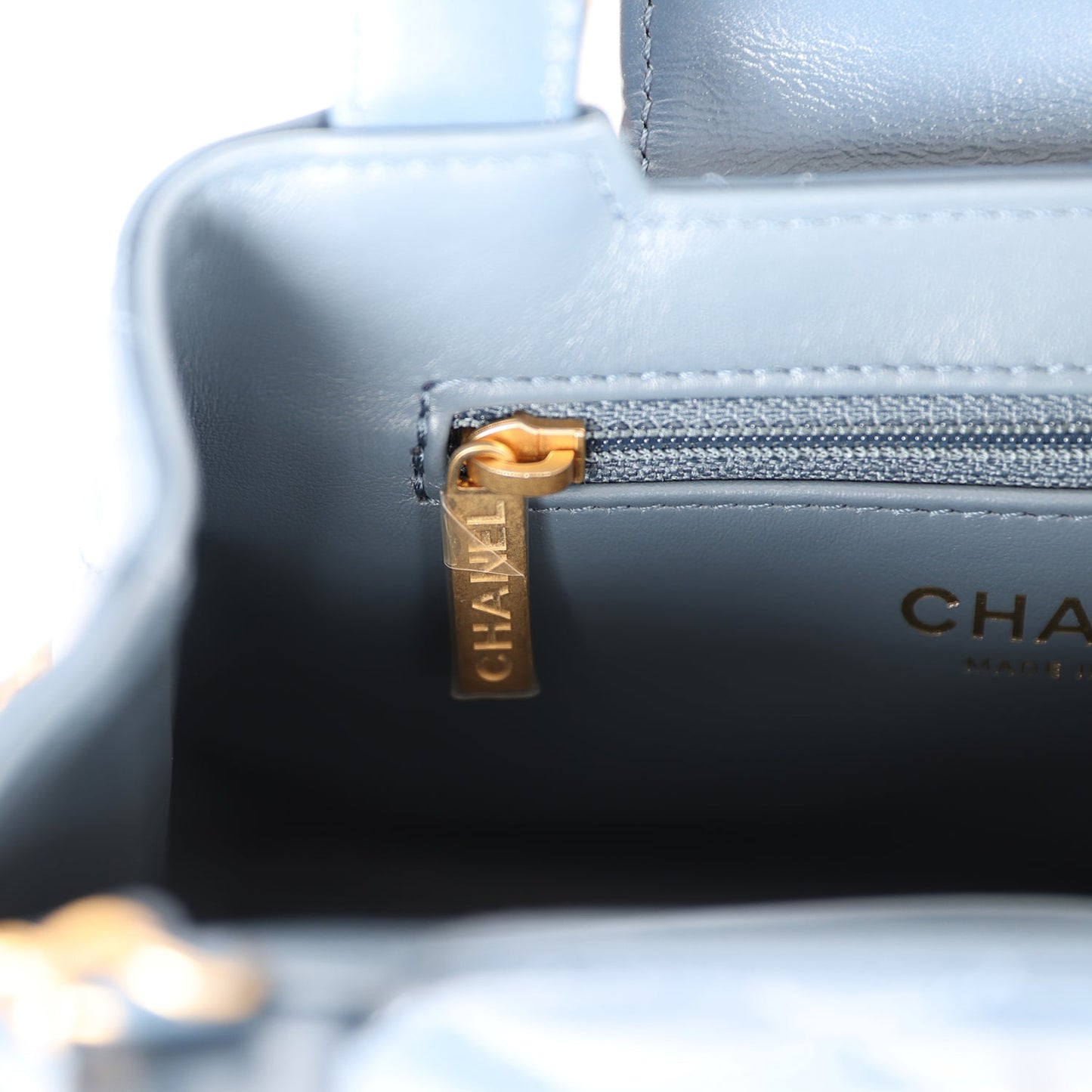 Chanel Small Kelly Shopper Blue Shiny Aged Calfskin Brushed Gold Hardware