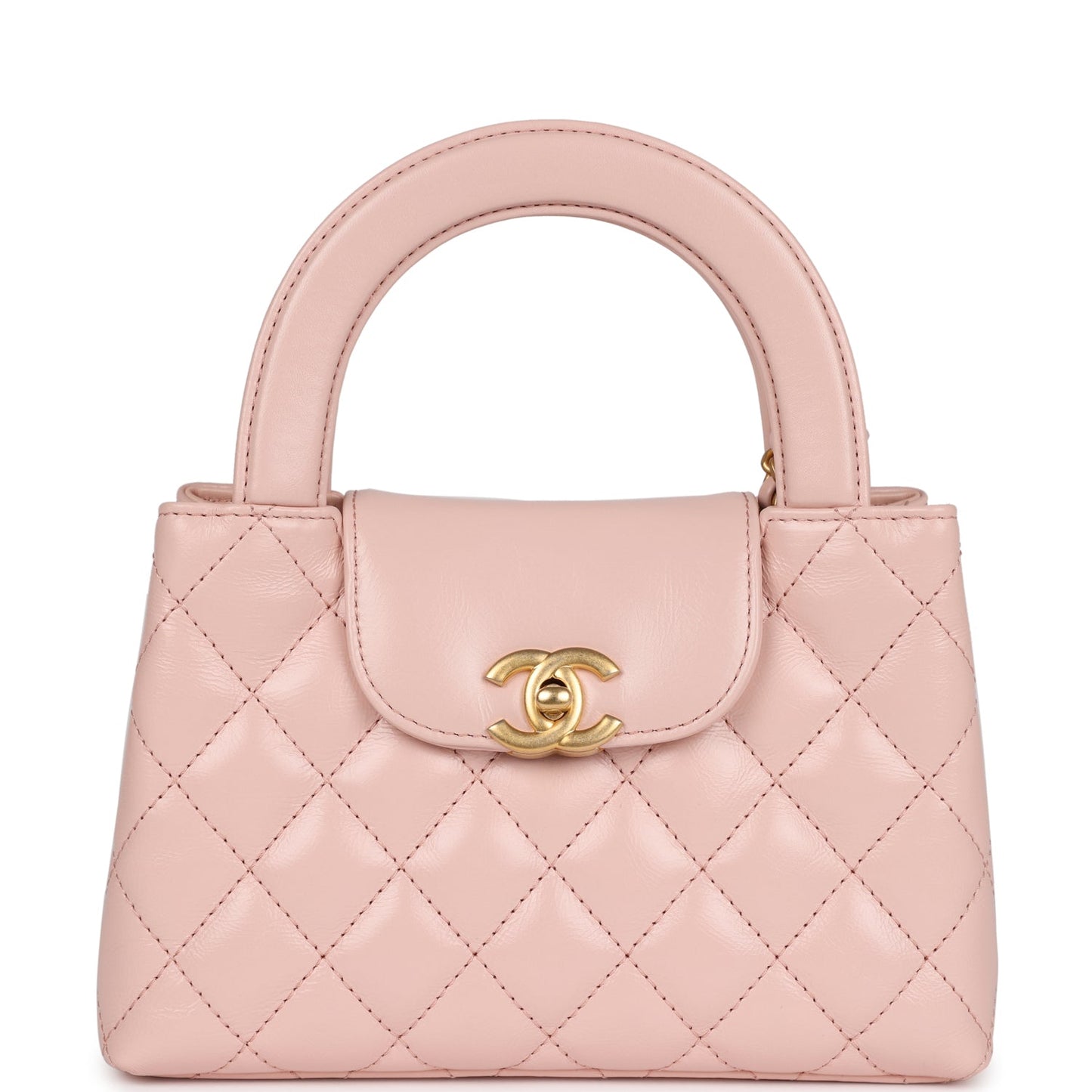 Chanel Small Kelly Shopper Light Pink Shiny Aged Calfskin Brushed Gold Hardware