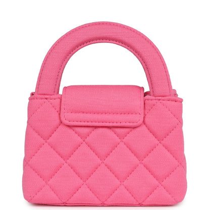 Chanel Nano Kelly Shopper Hot Pink Jersey Brushed Gold Hardware