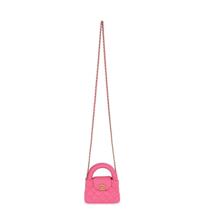 Chanel Nano Kelly Shopper Hot Pink Jersey Brushed Gold Hardware