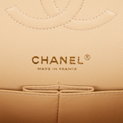 Chanel Medium Classic Double Flap Bag Beige Caviar Gold Hardware