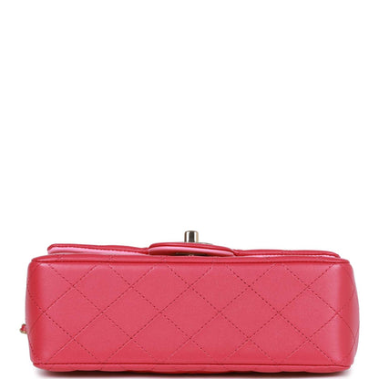 Chanel Mini Rectangular Flap with Top Handle Pink Lambskin Light Gold Hardware