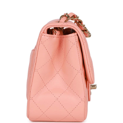 Chanel Mini Square Flap Pink Lambskin Light Gold Hardware