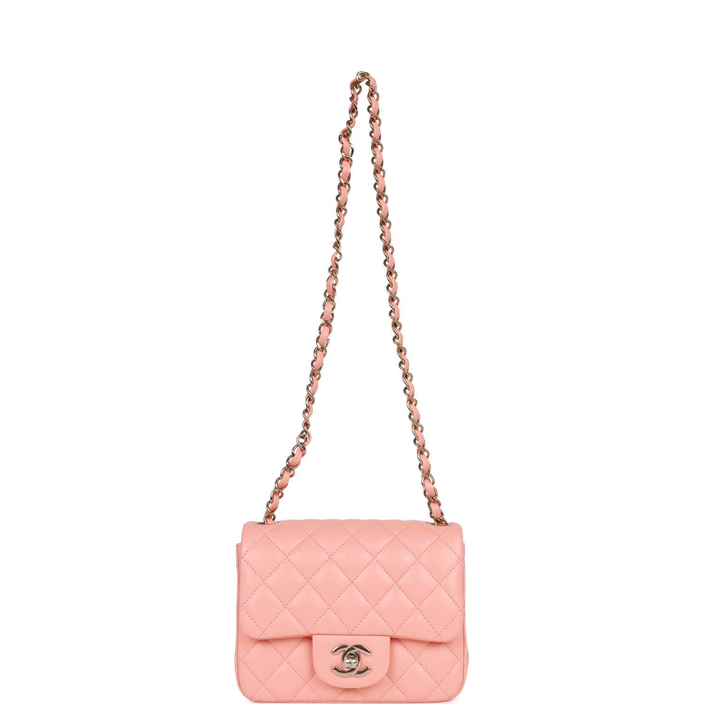 Chanel Mini Square Flap Pink Lambskin Light Gold Hardware