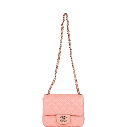 Chanel Mini Square Flap Pink Lambskin Light Gold Hardware