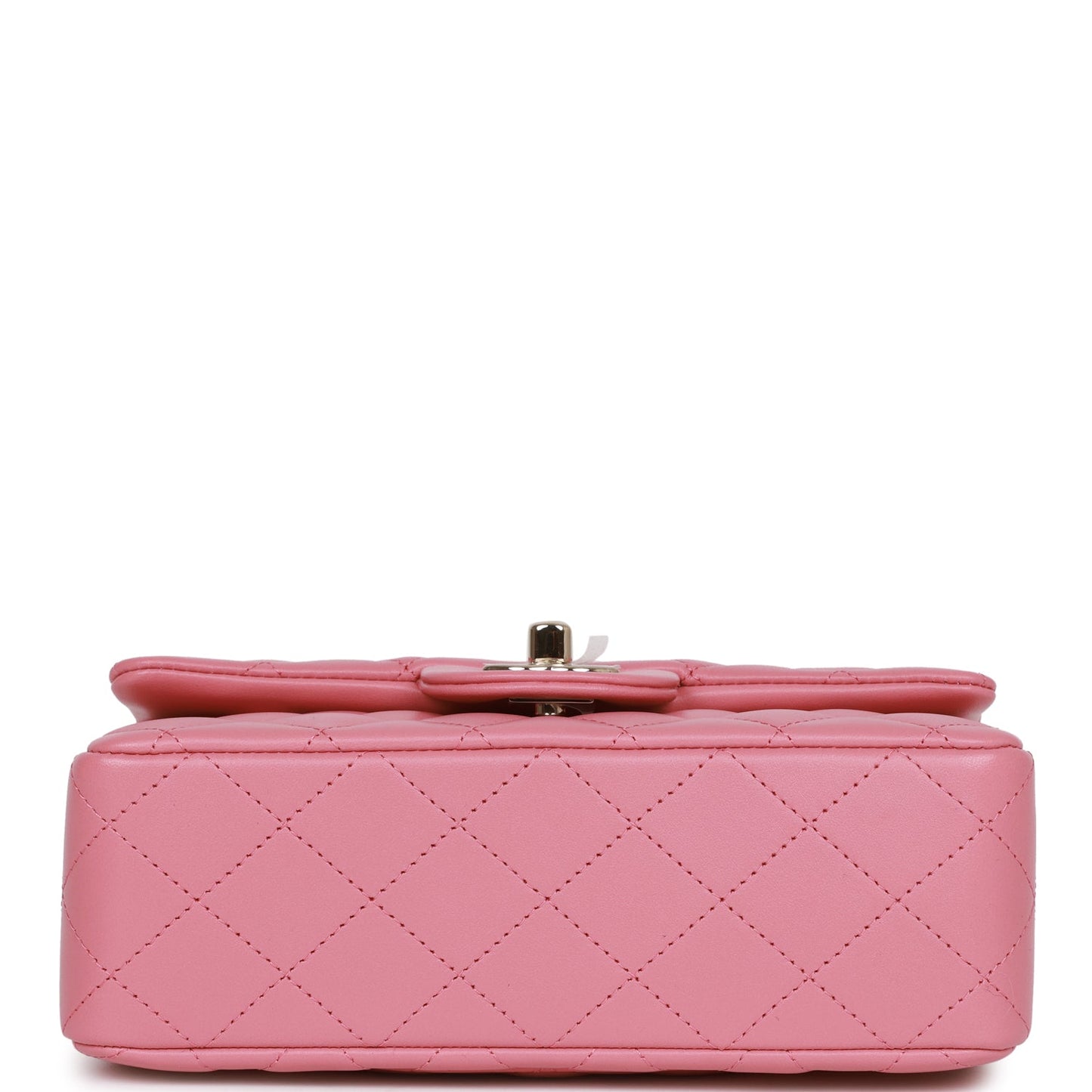 Chanel Mini Rectangular Flap with Top Handle Dark Pink Lambskin Light Gold Hardware