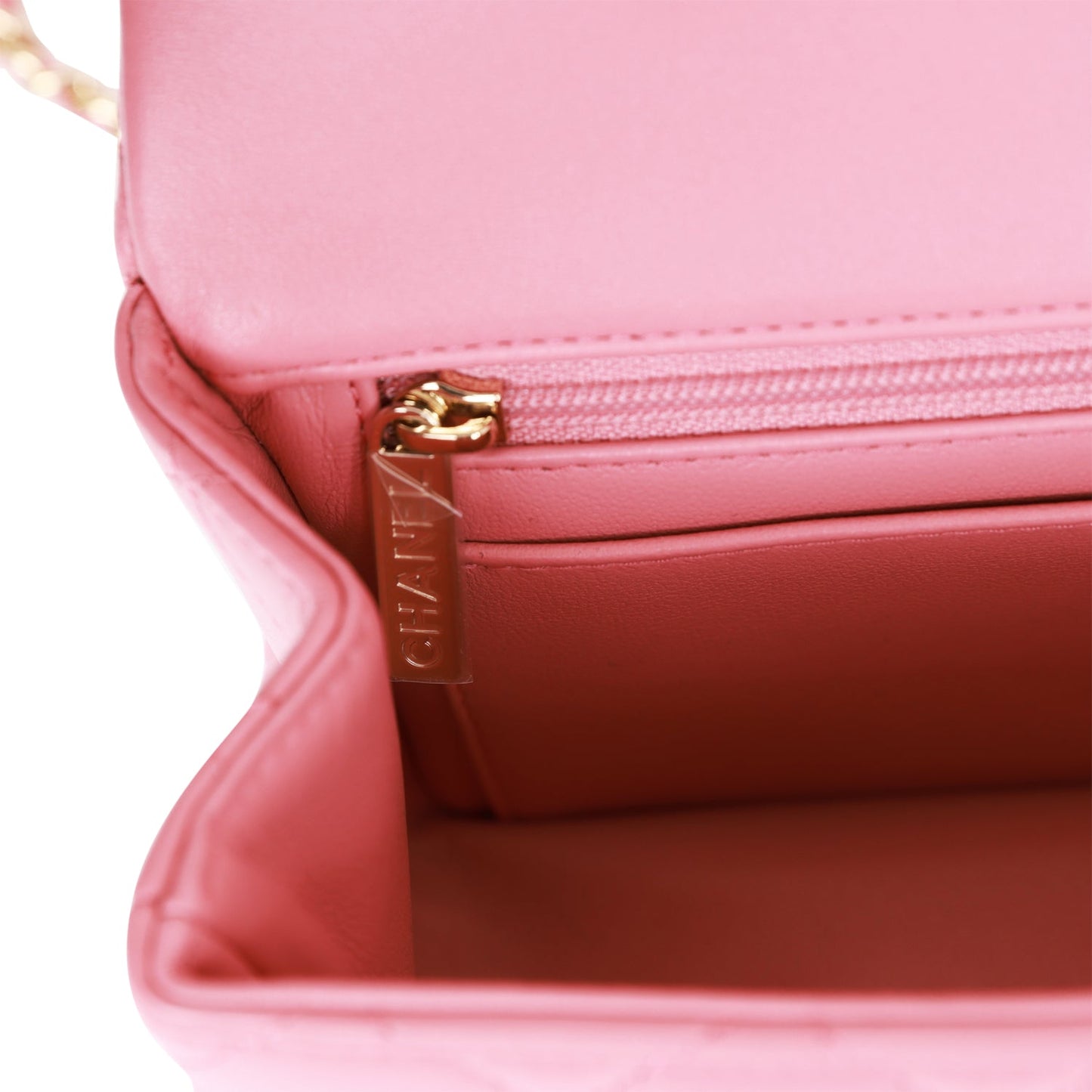 Chanel Mini Rectangular Flap with Top Handle Dark Pink Lambskin Light Gold Hardware