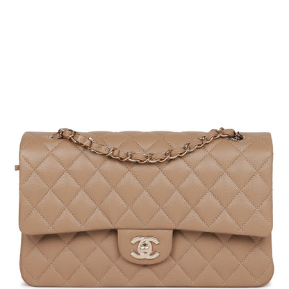 Chanel Small Classic Double Flap Bag Dark Beige Caviar Light Gold Hardware