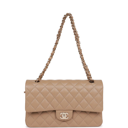 Chanel Small Classic Double Flap Bag Dark Beige Caviar Light Gold Hardware