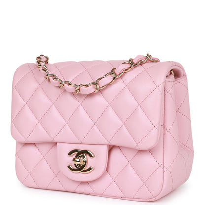 Chanel Mini Square Flap Pink Lambskin Light Gold Hardware