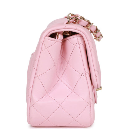 Chanel Mini Square Flap Pink Lambskin Light Gold Hardware