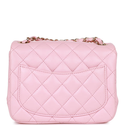 Chanel Mini Square Flap Pink Lambskin Light Gold Hardware