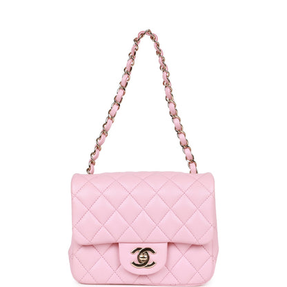 Chanel Mini Square Flap Pink Lambskin Light Gold Hardware