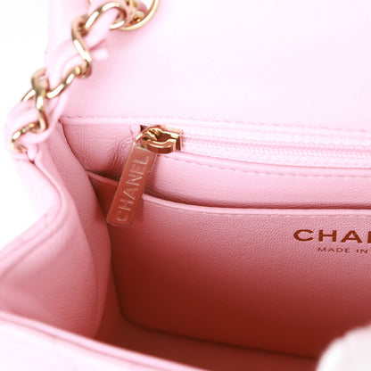 Chanel Mini Square Flap Pink Lambskin Light Gold Hardware