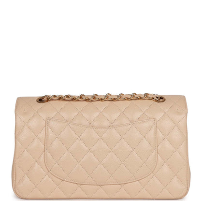 Chanel Medium Classic Double Flap Bag Beige Caviar Gold Hardware