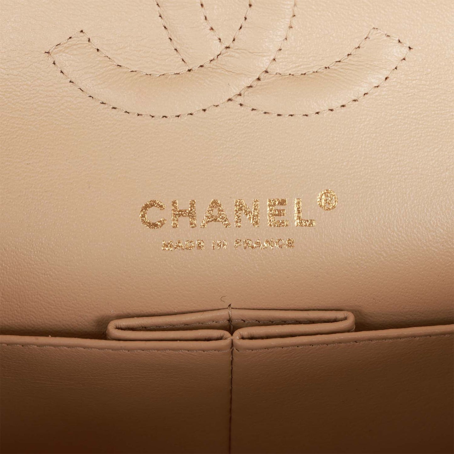 Chanel Medium Classic Double Flap Bag Beige Caviar Gold Hardware