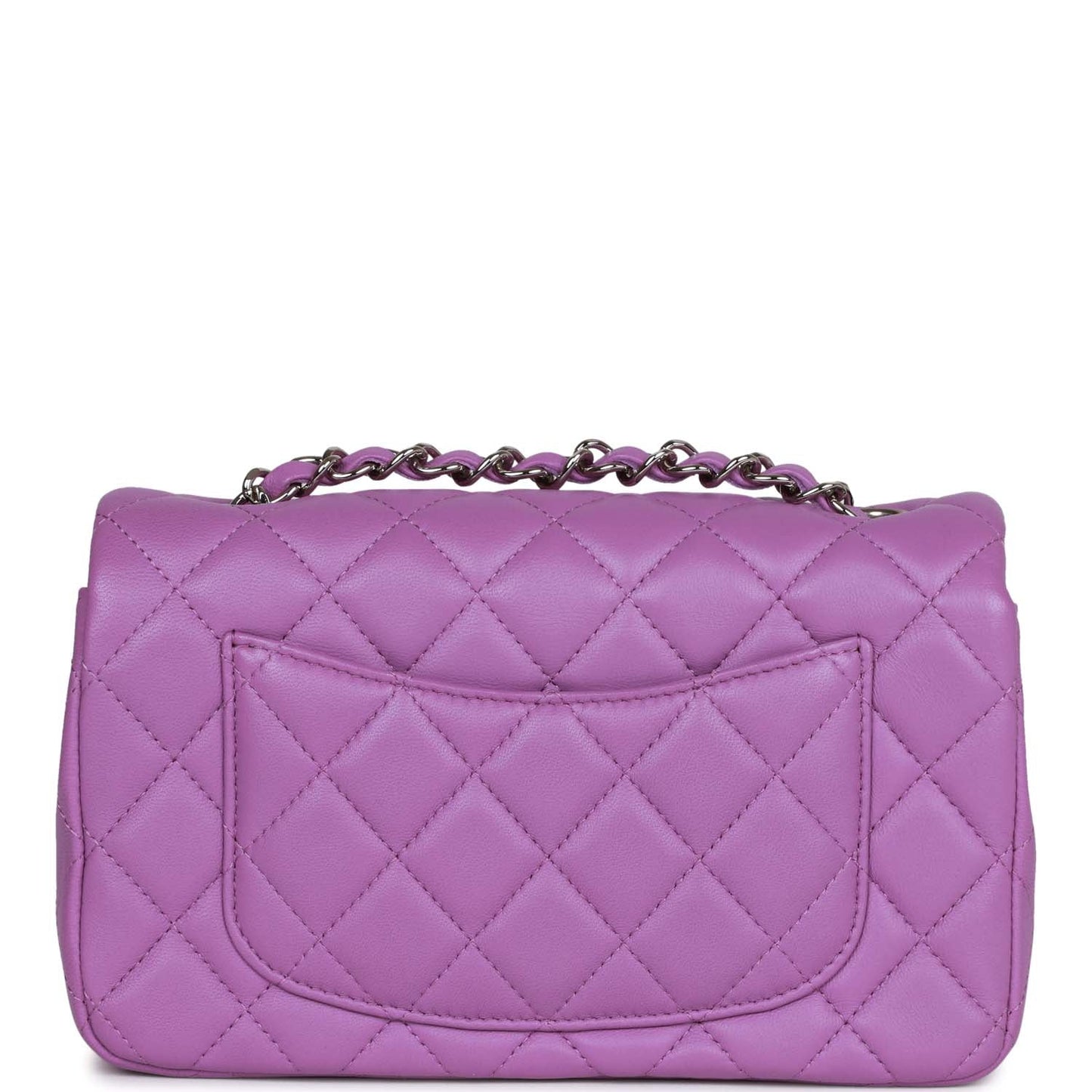 Chanel Mini Rectangular Flap Bag Purple Lambskin Silver Hardware