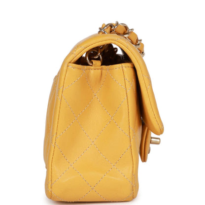 Chanel Mini Rectangular Flap Bag Yellow Lambskin Light Gold Hardware