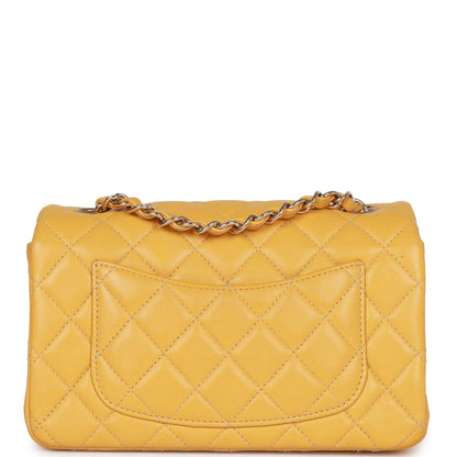 Chanel Mini Rectangular Flap Bag Yellow Lambskin Light Gold Hardware