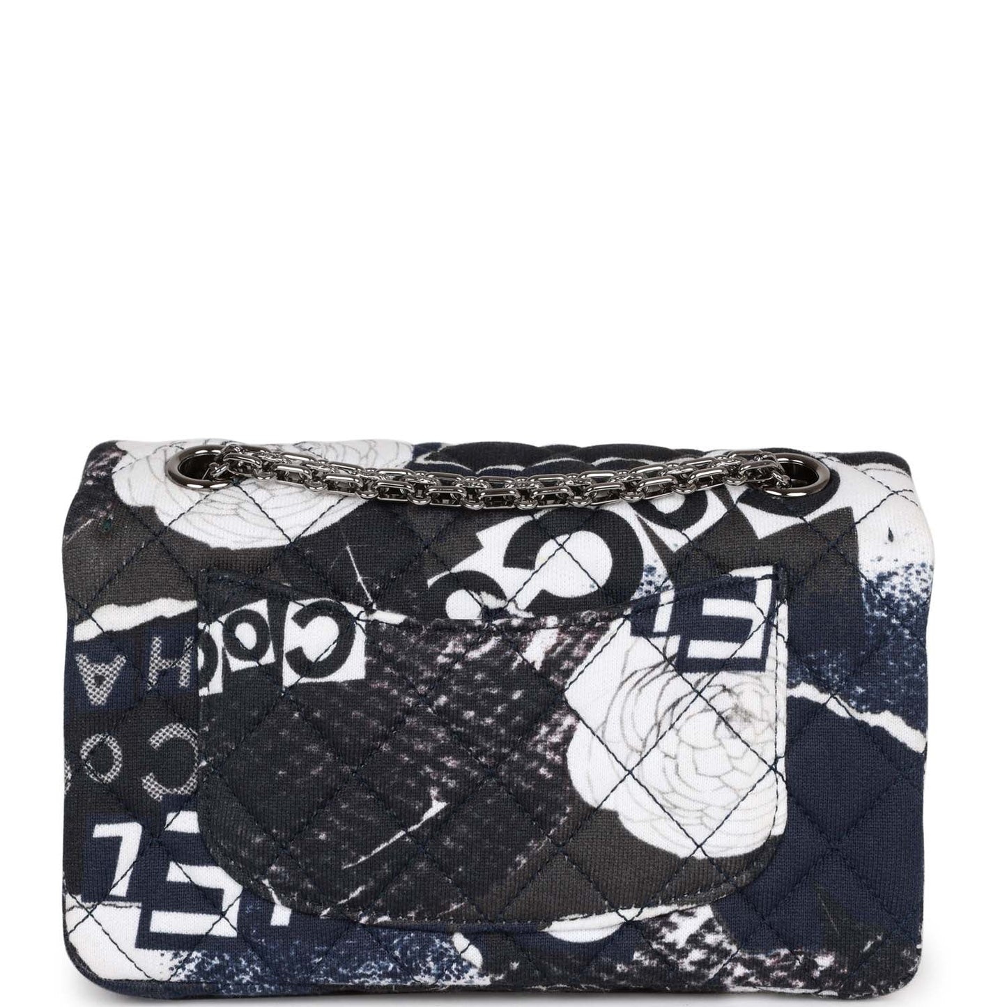 Chanel Mini Reissue 2.55 Flap Bag Navy Graffiti Jersey Ruthenium Hardware