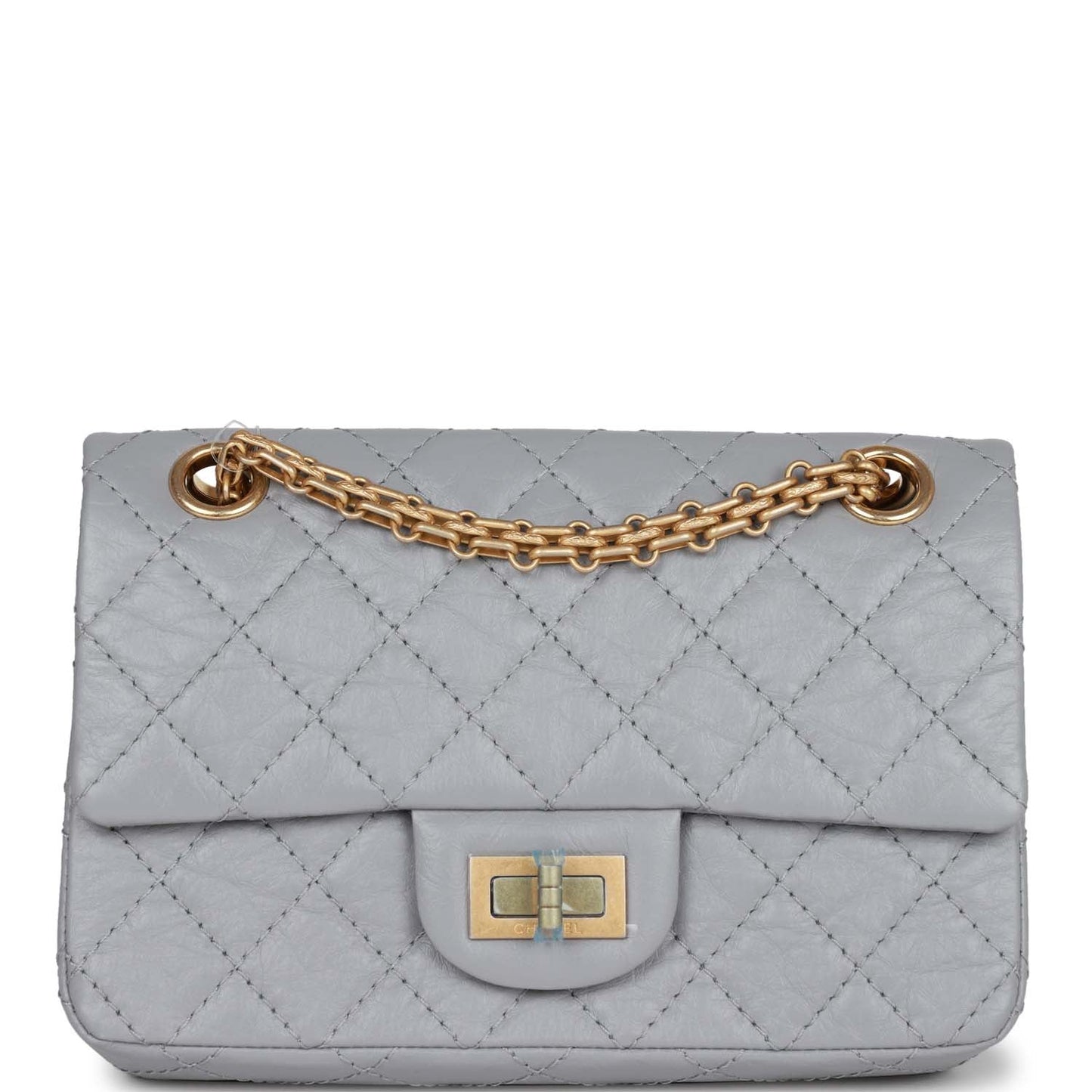 Chanel Mini Reissue 224 2.55 Flap Grey Aged Calfskin Antique Gold Hardware