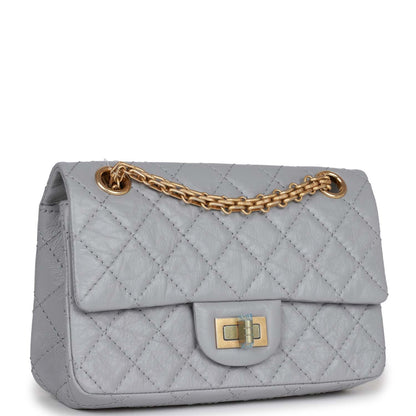 Chanel Mini Reissue 224 2.55 Flap Grey Aged Calfskin Antique Gold Hardware