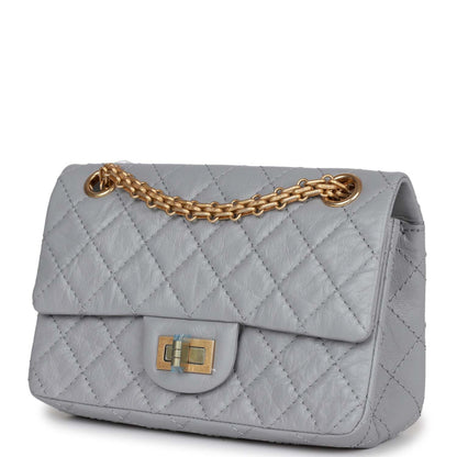 Chanel Mini Reissue 224 2.55 Flap Grey Aged Calfskin Antique Gold Hardware