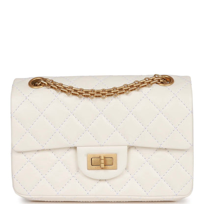 Chanel Mini Reissue 224 2.55 Flap White Aged Calfskin Antique Gold Hardware