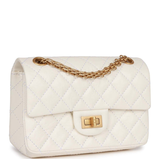 Chanel Mini Reissue 224 2.55 Flap White Aged Calfskin Antique Gold Hardware