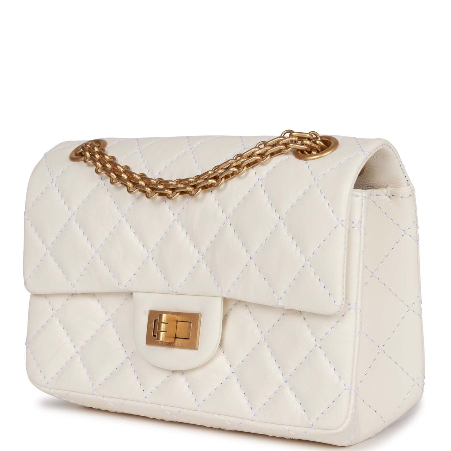 Chanel Mini Reissue 224 2.55 Flap White Aged Calfskin Antique Gold Hardware