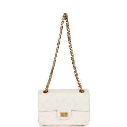 Chanel Mini Reissue 224 2.55 Flap White Aged Calfskin Antique Gold Hardware