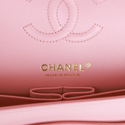 Chanel Bag Small Classic Double Flap Bag Pink Caviar Light Gold Hardware