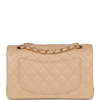 Chanel Small Classic Double Flap Bag Beige Caviar Gold Hardware