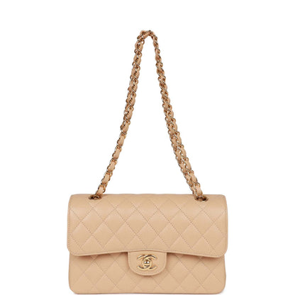 Chanel Small Classic Double Flap Bag Beige Caviar Gold Hardware