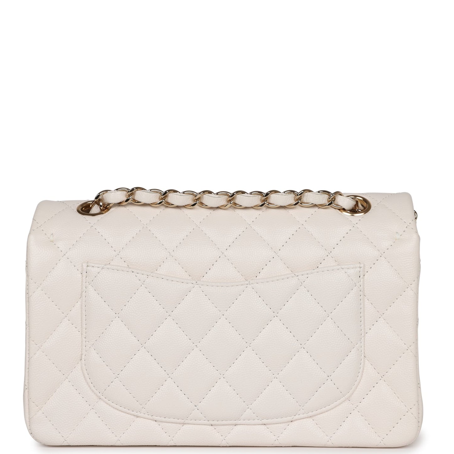 Chanel Small Classic Double Flap White Caviar  Light Gold Hardware