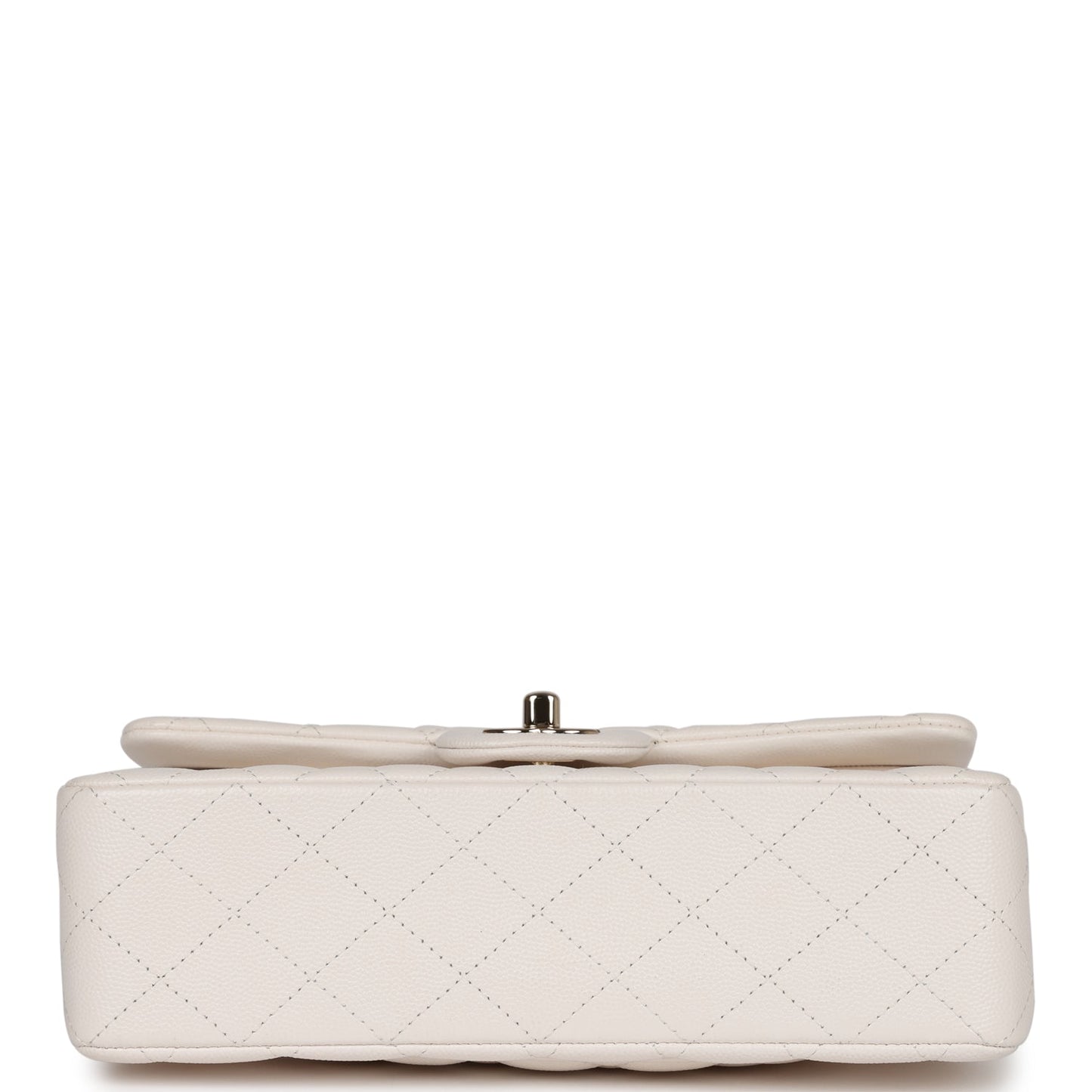 Chanel Small Classic Double Flap White Caviar  Light Gold Hardware