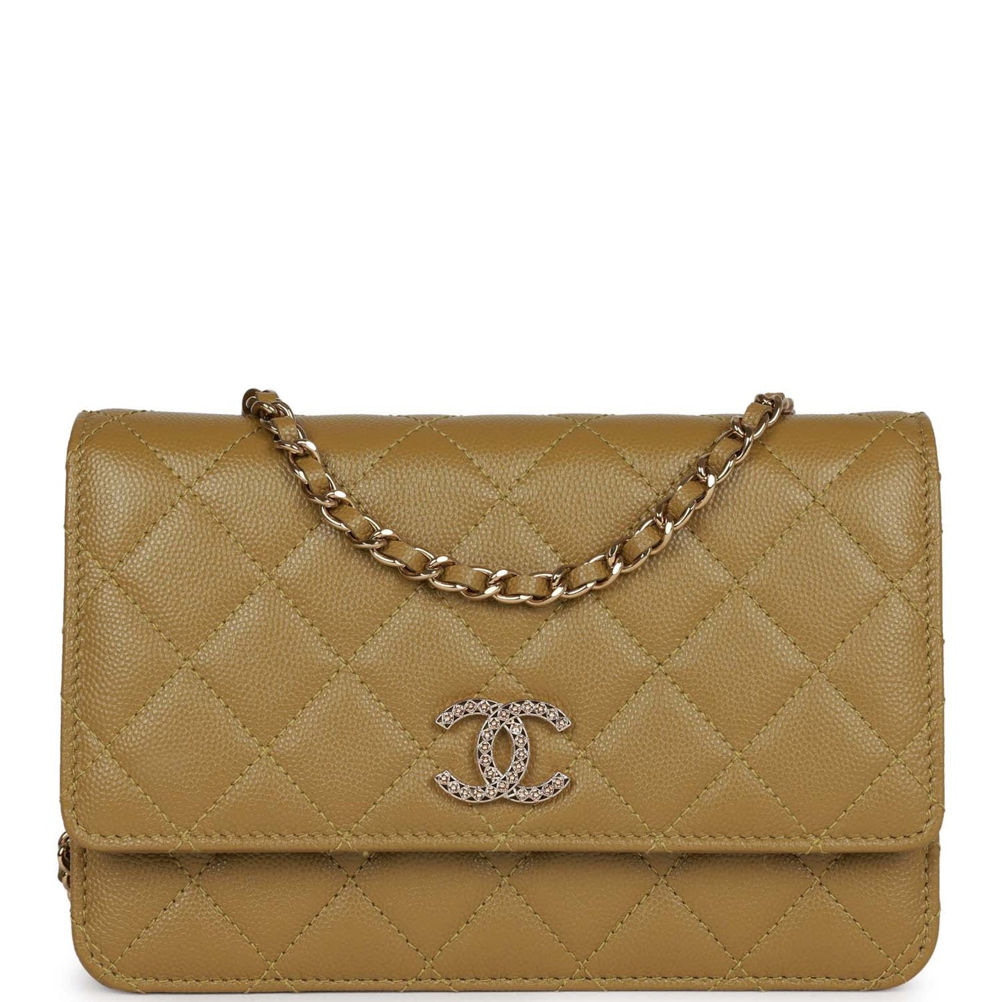 Chanel Wallet on Chain WOC Olive Green Caviar Light Gold Hardware