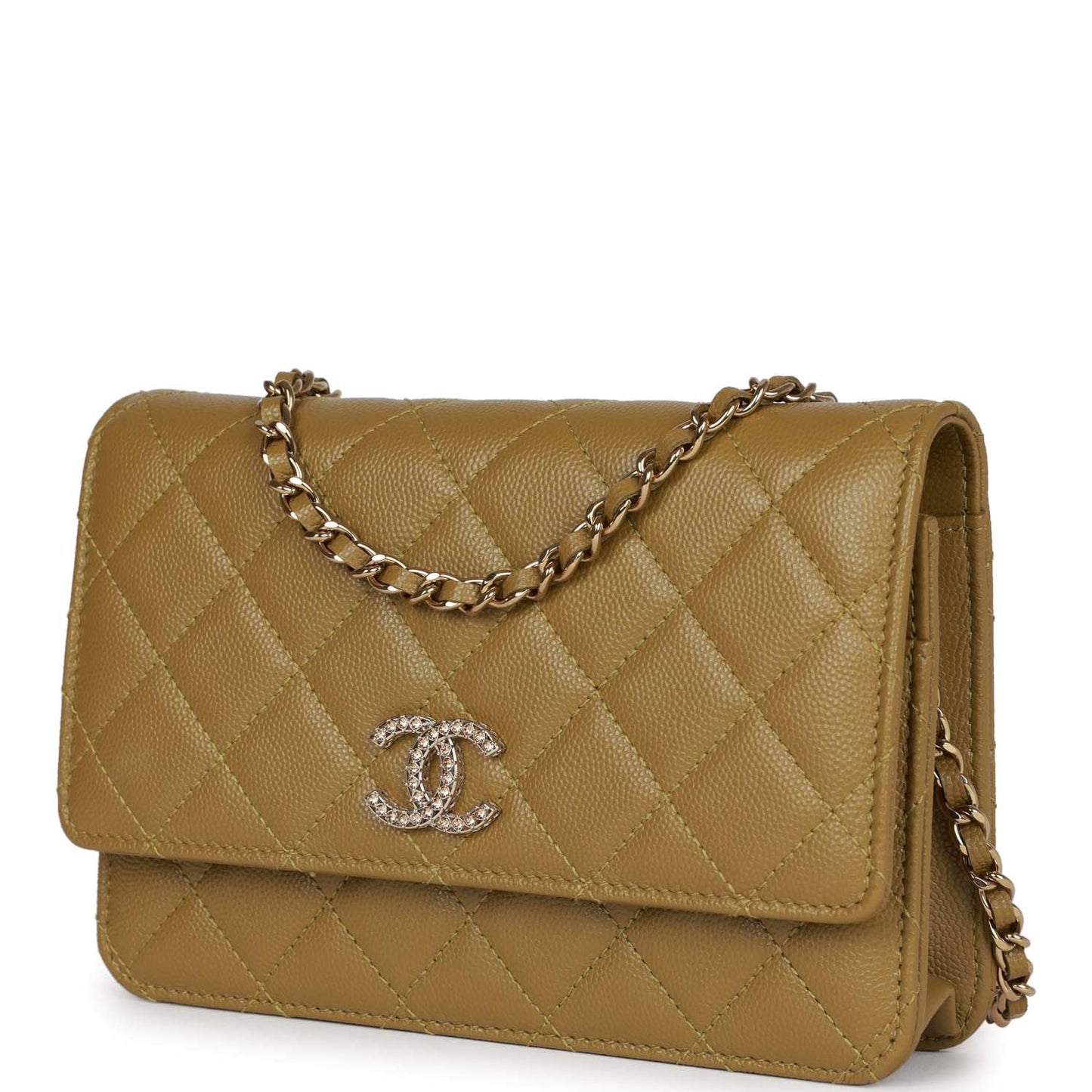 Chanel Wallet on Chain WOC Olive Green Caviar Light Gold Hardware