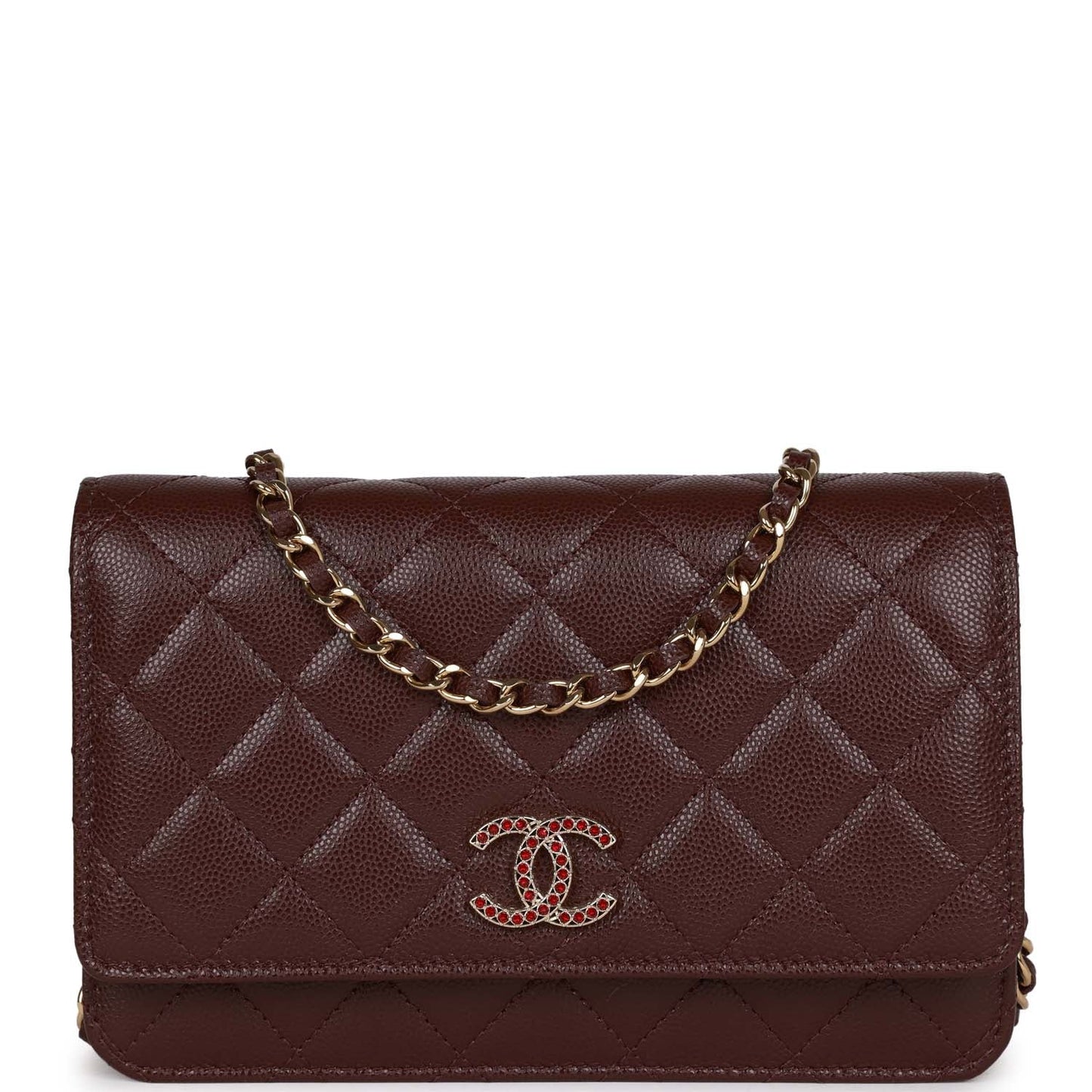 Chanel Wallet on Chain WOC Burgundy Caviar Light Gold Hardware