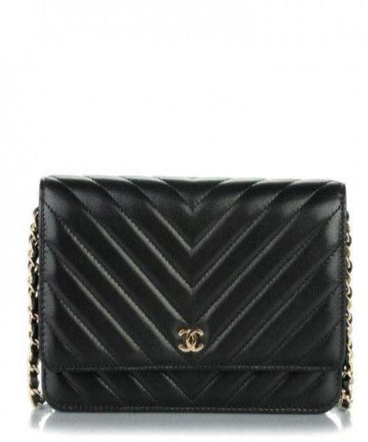 Chanel Wallet On Chain – WOC Chevron Lambskin Black SiLouis Vuitton er-Toned