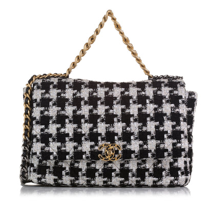 Chanel 19 Flap Bag Maxi Black/White Tweed Gold