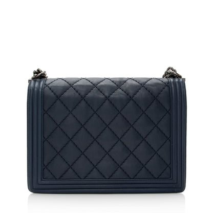 Chanel Calfskin Double Stitch Large Boy Bag (SHF-22183)