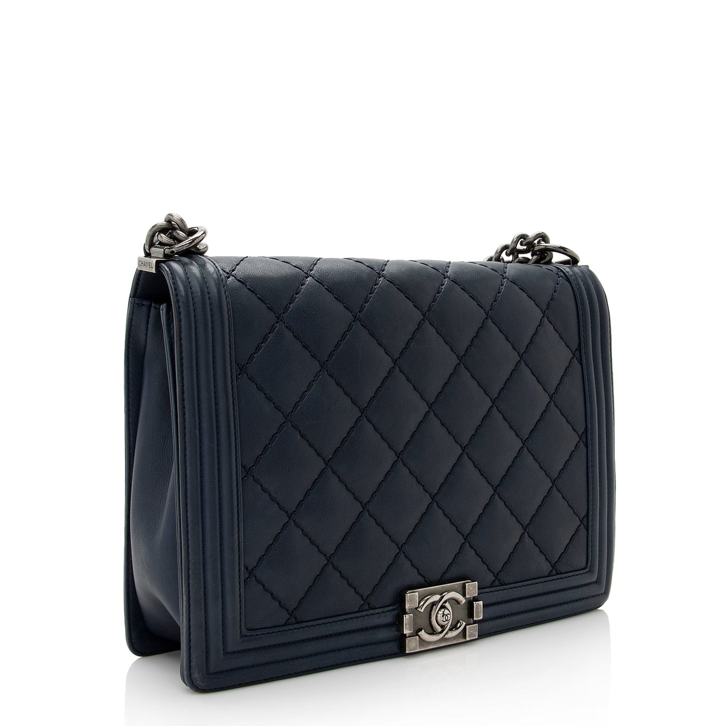 Chanel Calfskin Double Stitch Large Boy Bag (SHF-22183)