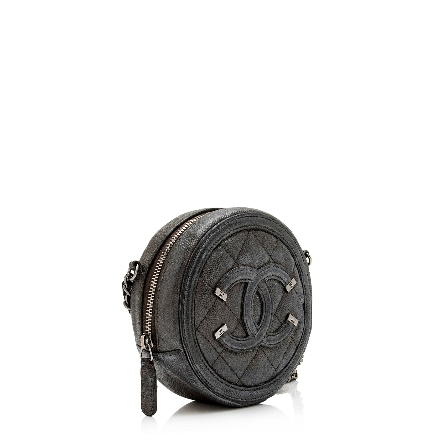 Chanel Caviar Leather CC Filigree Round Clutch with Chain (SHF-B82Fj9)