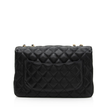 Chanel Caviar Leather Classic Jumbo Single Flap Bag (SHF-LFr7oi)