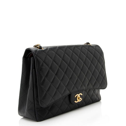 Chanel Caviar Leather Classic Maxi Double Flap Bag (SHF-21769)