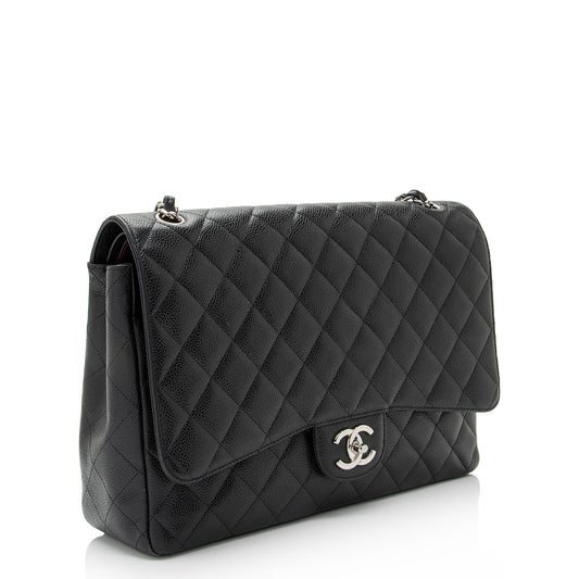 Chanel Caviar Leather Classic Maxi Double Flap Bag (SHF-lwkRiB)