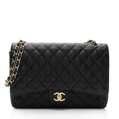 Chanel Caviar Leather Classic Maxi Double Flap Bag (SHF-ssGyC1)