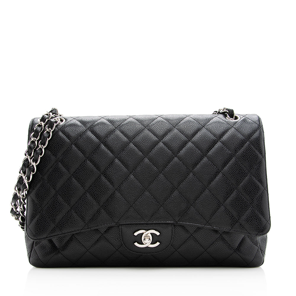 Chanel Caviar Leather Classic Maxi Single Flap Bag (SHF-19384)